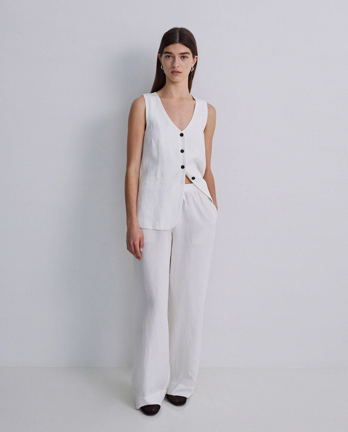 Hose aus Leinen-Tencel Mix