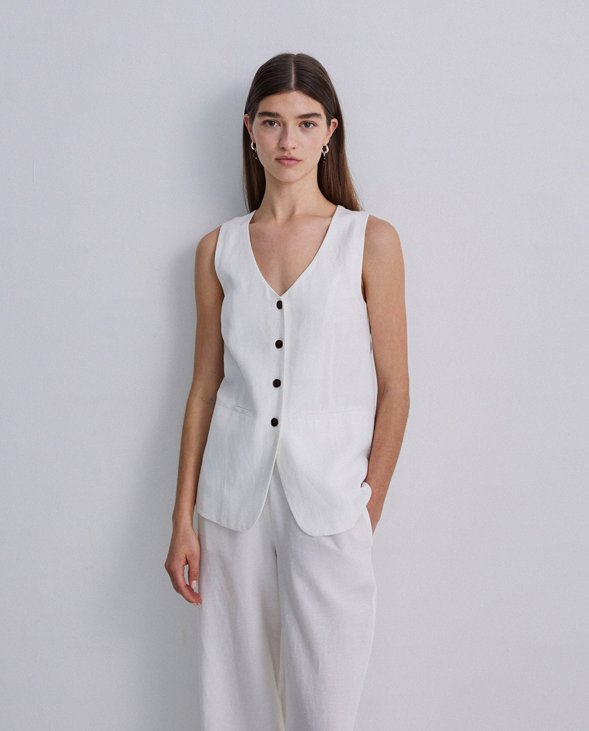 Hose aus Leinen-Tencel Mix