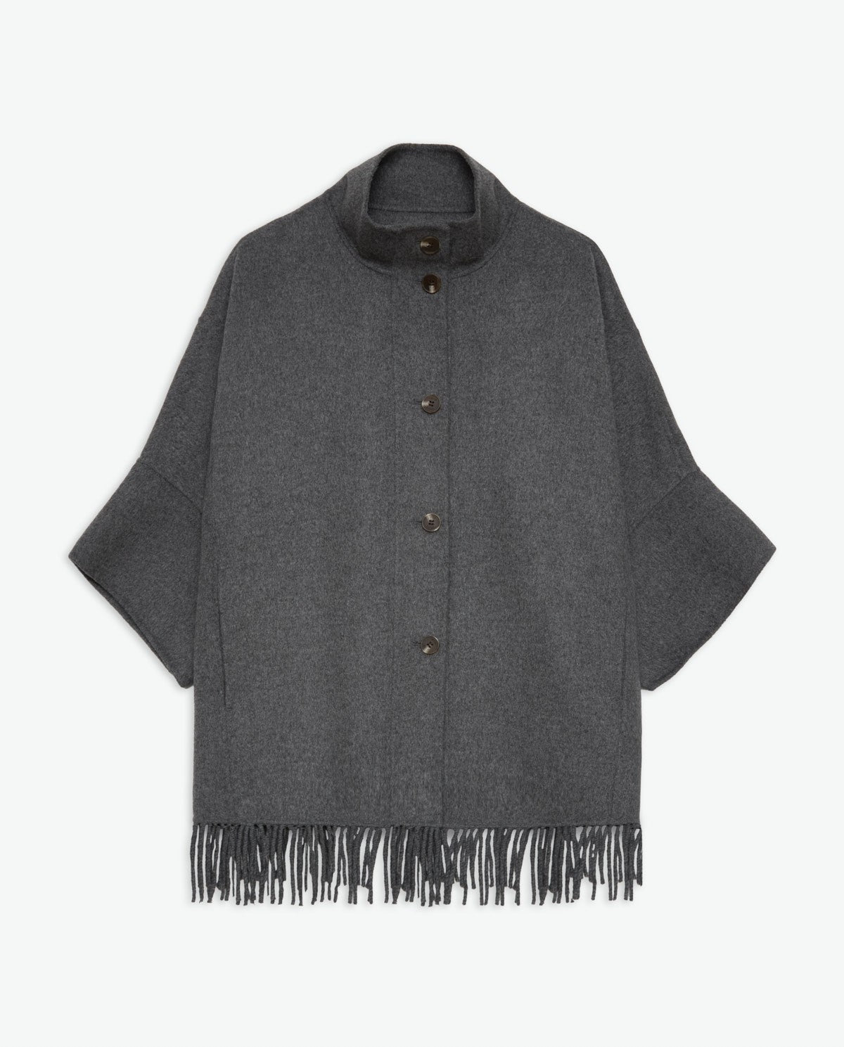 Cape aus Wollmix in Grau – Styling-Ansicht #farbe_grau