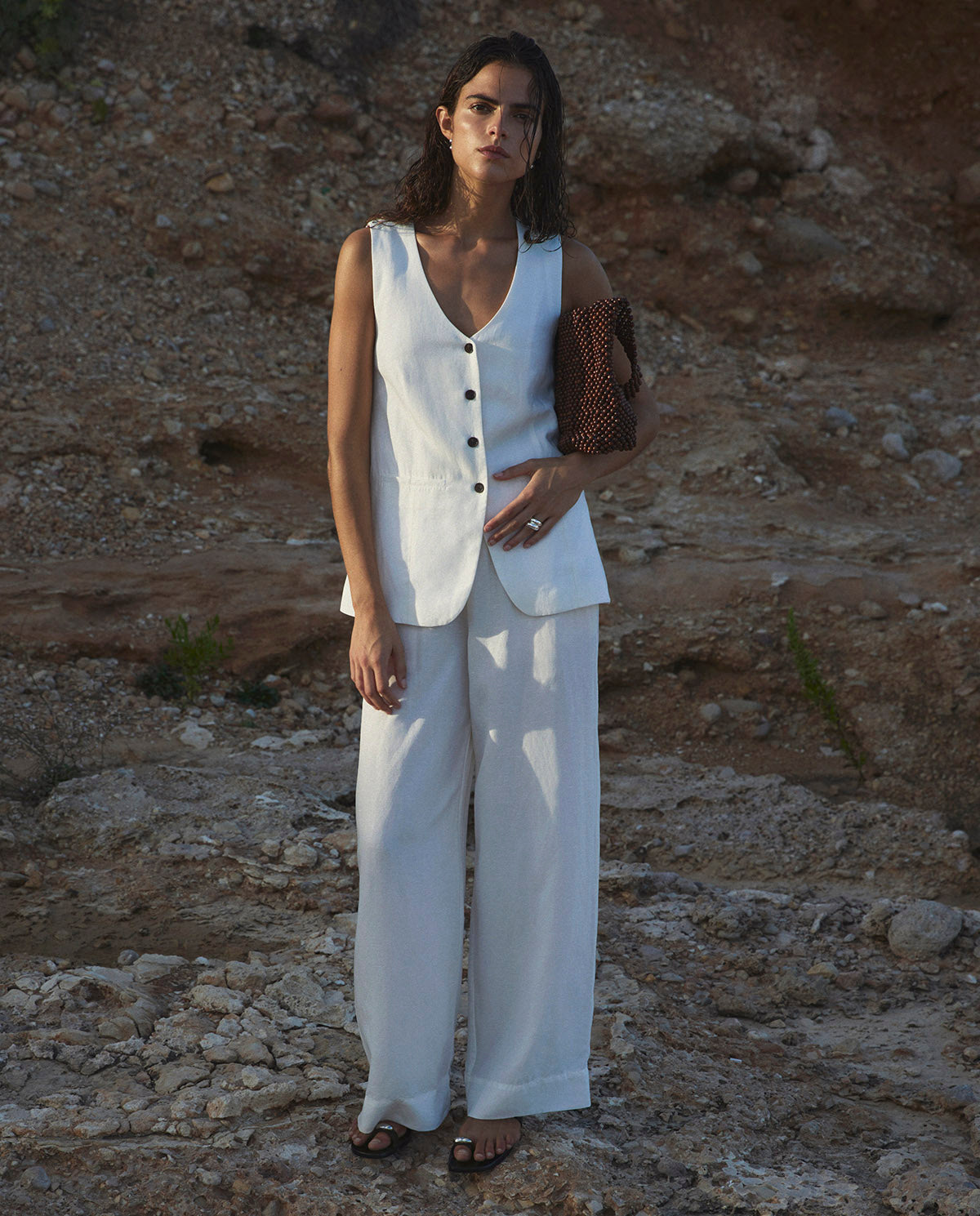 Hose aus Leinen-Tencel Mix